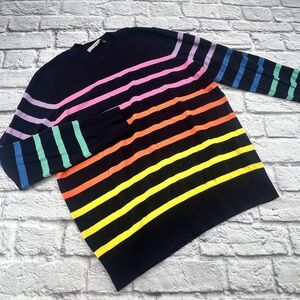 LOFT Multicolor Striped Crew Neck Sweater